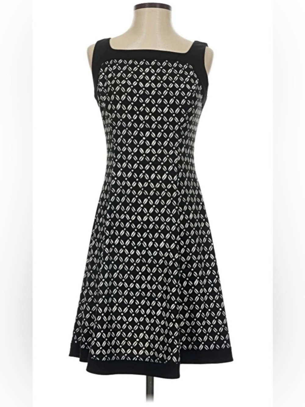 Ralph Lauren Black Dress with White Geometric Pattern